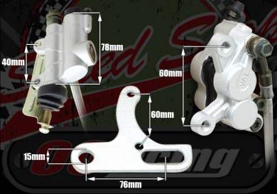 Rear brake kit Powerful 4 pot system 180/190mm disc size