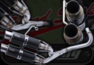 Exhaust. Complete. RG Race system. Single Side Twin Carbon and Stainless Steel System. Big bore. Suitable for use with Monkey Bikes