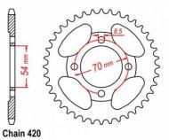 Sprocket. Rear. 420 pitch. C90 cub type. Made by JT 