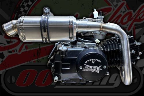 Exhaust. stubby TRI Oval stainless with oxygen sensor boss